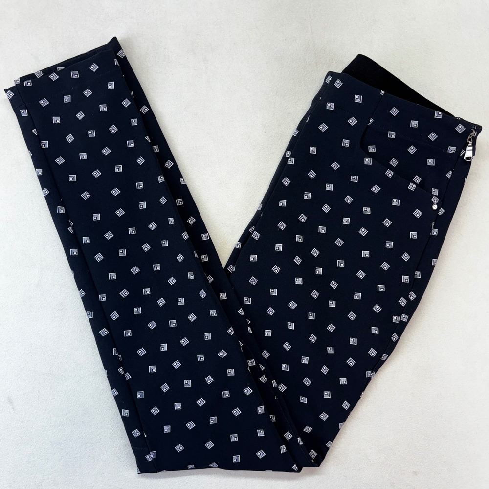 RLX Ralph Lauren Pants Womens 0 Navy Geometric Golf Slim Fit‎ Side Zip Stretch